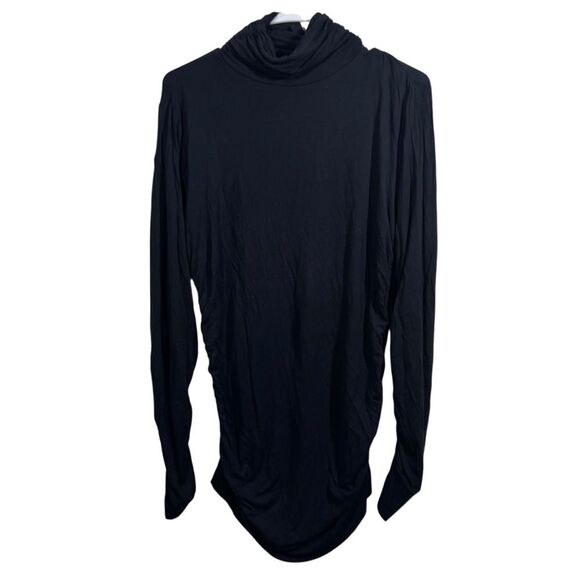 Soft Surroundings Black Turtle Neck Tunic Length Ruched Side Long Sleeve Shirt - Picture 1 of 6